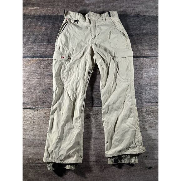 Quiksilver Mens Quiktech Snow Pants Small Tan 5000mm Snowboarding Adjustable - Picture 1 of 9